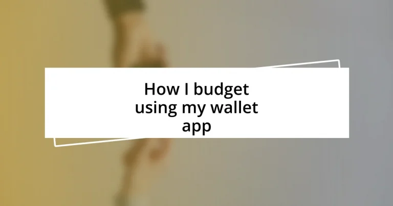 How I budget using my wallet app