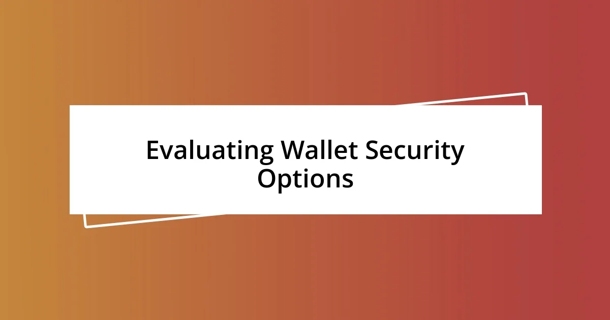 Evaluating Wallet Security Options