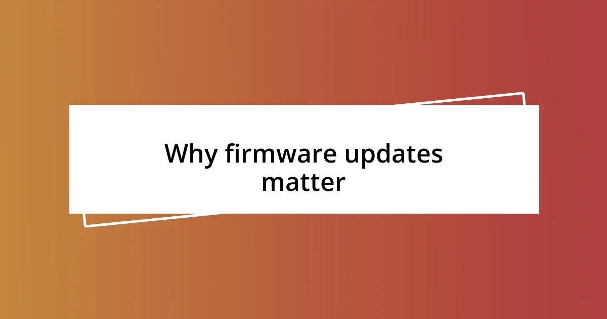 Why firmware updates matter