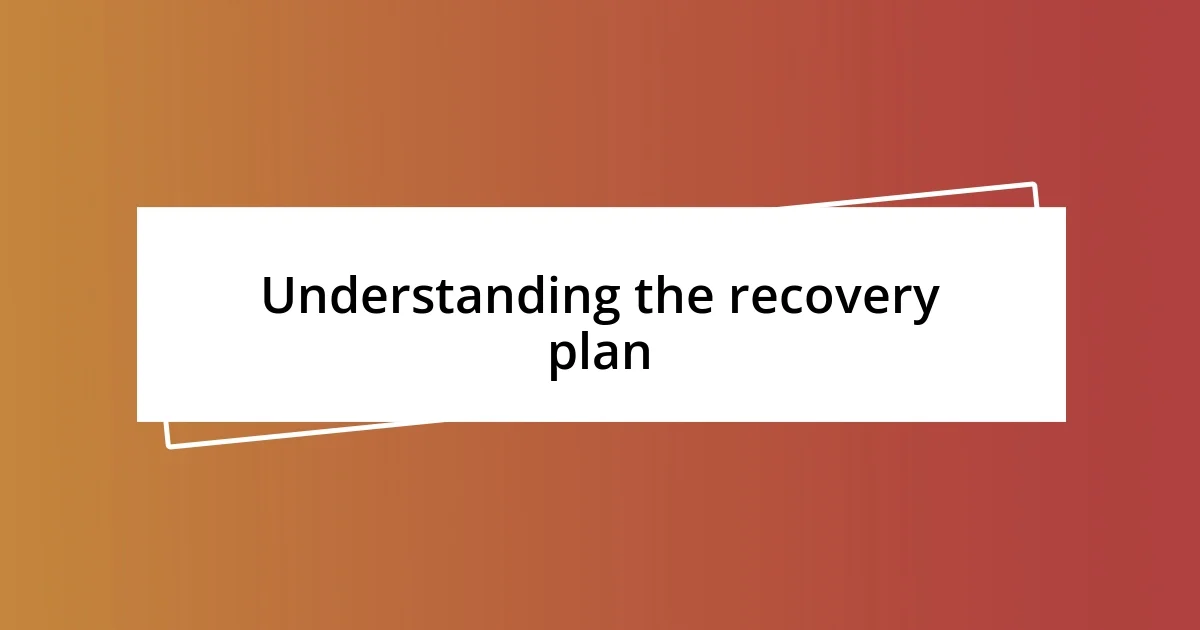 Understanding the recovery plan