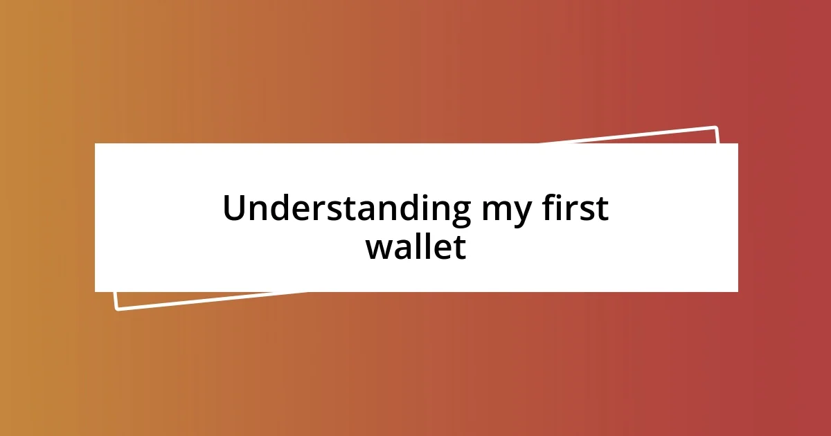 Understanding my first wallet