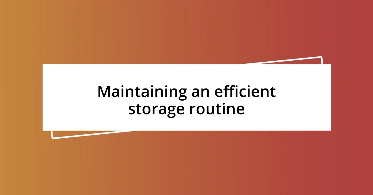 Maintaining an efficient storage routine